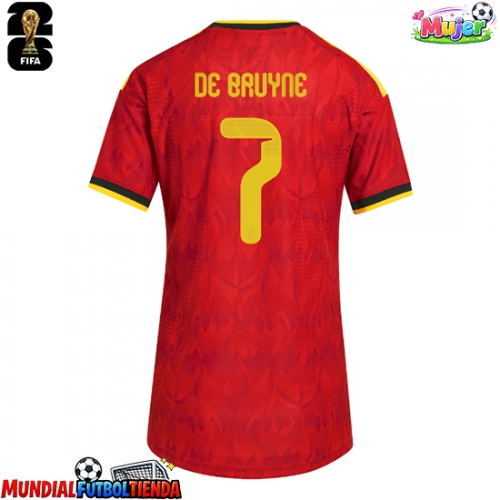 Camiseta Bélgica Kevin De Bruyne #7 Primera Equipación Replica Mundial 2026 para mujer mangas cortas